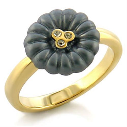 LO519 - Gold White Metal Ring with Top Grade Crystal  in Blue Topaz LuxuryLifeWay Online Store