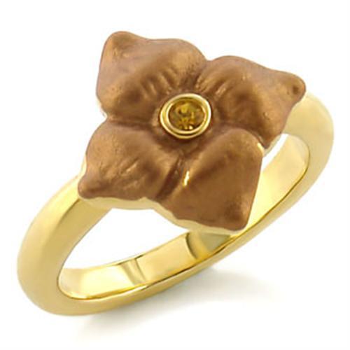 LO527 - Gold White Metal Ring with Top Grade Crystal  in Topaz LuxuryLifeWay Online Store