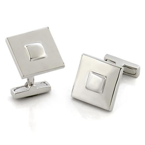 LO554 - Rhodium Brass Cufflink with No Stone LuxuryLifeWay Online Store
