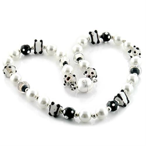 LO747 -  Brass Necklace with Synthetic Pearl in Multi Color LuxuryLifeWay Online Store