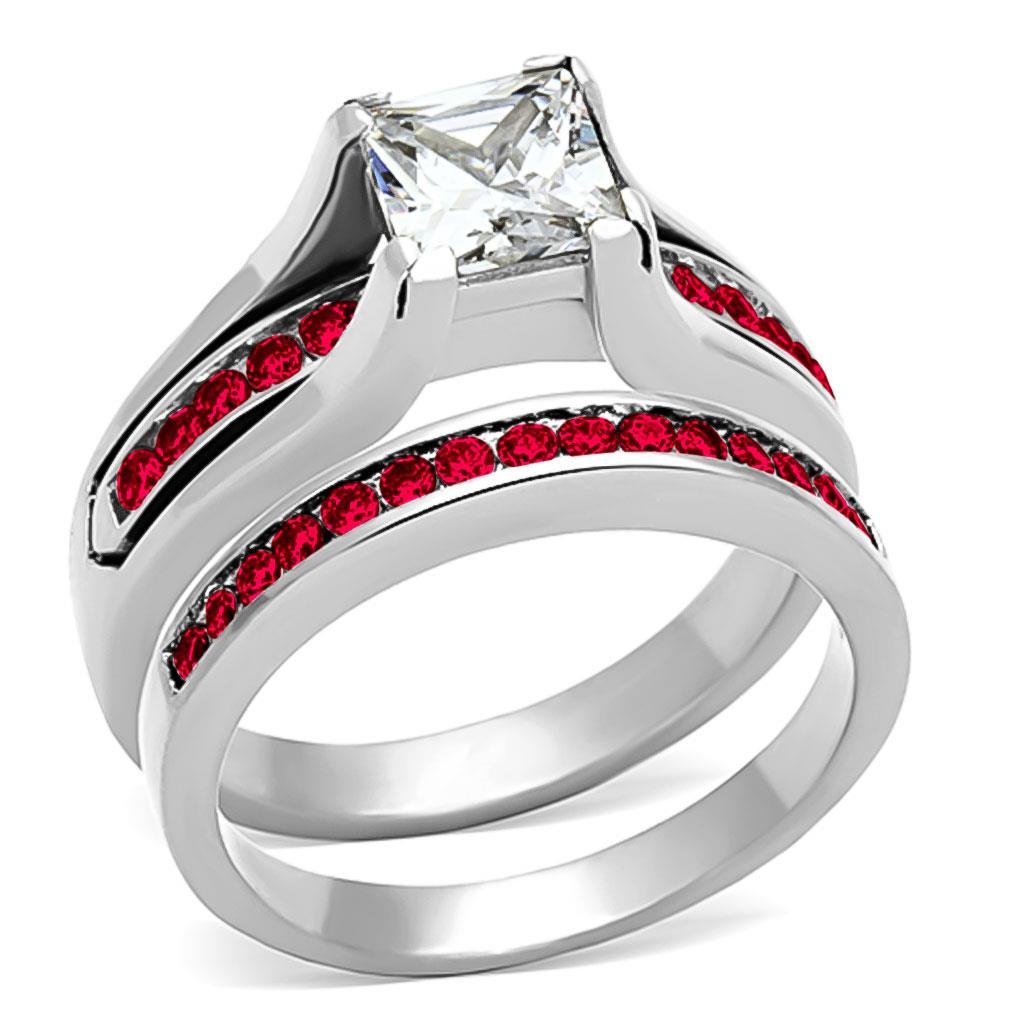 LOA1362 - High polished (no plating) Stainless Steel Ring with AAA Grade CZ  in Multi Color LuxuryLifeWay Online Store