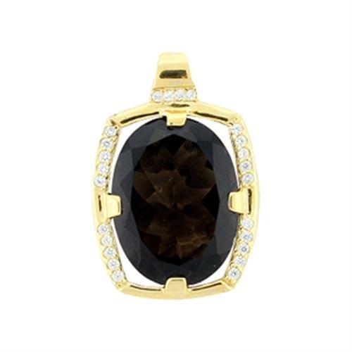 LOA373 - Gold 925 Sterling Silver Pendant with AAA Grade CZ  in Smoky Topaz LuxuryLifeWay Online Store