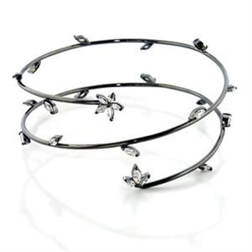 LOA454 - Ruthenium Brass Arm Loop with AAA Grade CZ  in Clear LuxuryLifeWay Online Store