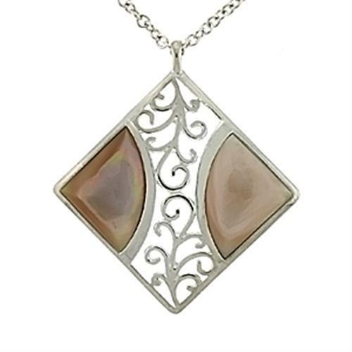 LOA532 - High-Polished 925 Sterling Silver Chain Pendant with Precious Stone Conch in Rose LuxuryLifeWay Online Store