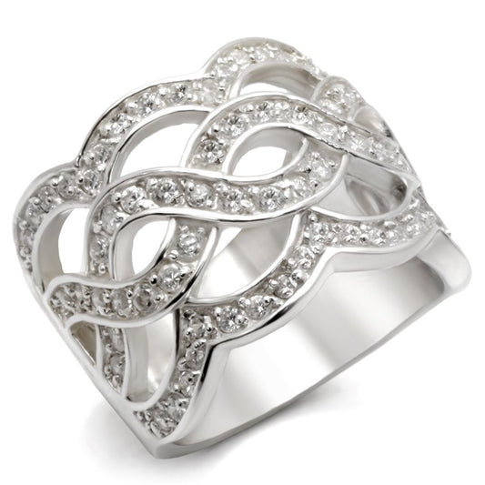 LOA553 - Rhodium 925 Sterling Silver Ring with AAA Grade CZ  in Clear LuxuryLifeWay Online Store