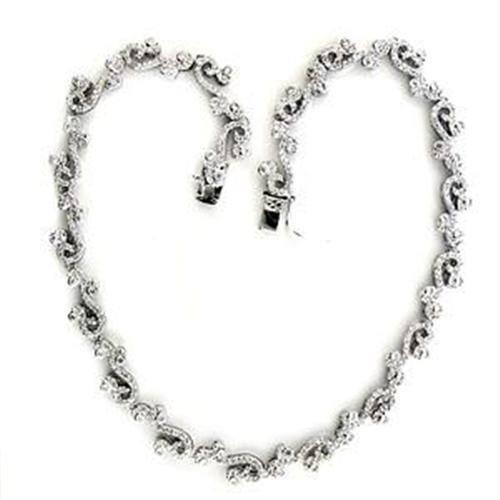 LOA558 - Rhodium 925 Sterling Silver Necklace with AAA Grade CZ  in Clear LuxuryLifeWay Online Store