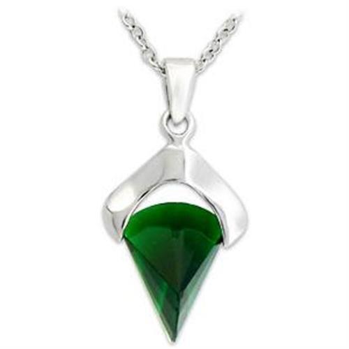 LOA566 - Silver 925 Sterling Silver Pendant with Synthetic Synthetic Glass in Emerald LuxuryLifeWay Online Store