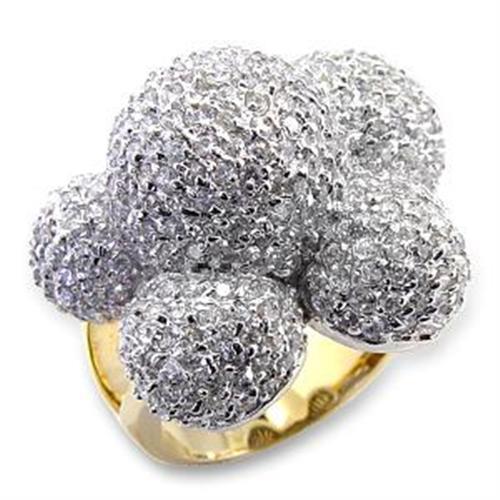 LOA573 - Gold+Rhodium Brass Ring with AAA Grade CZ  in Clear LuxuryLifeWay Online Store