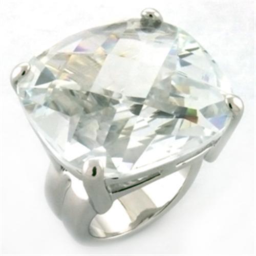 LOA677 - Rhodium Brass Ring with AAA Grade CZ  in Clear LuxuryLifeWay Online Store