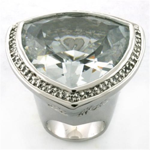 LOA727 - Rhodium Brass Ring with AAA Grade CZ  in Clear LuxuryLifeWay Online Store