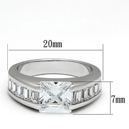 LOA843 - Rhodium Brass Ring with AAA Grade CZ  in Clear LuxuryLifeWay Online Store