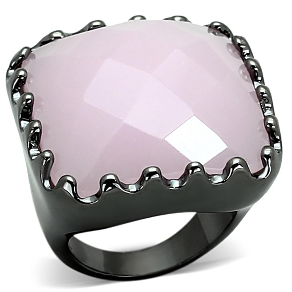 LOA887 - Ruthenium Brass Ring with Synthetic Synthetic Glass in Light Rose LuxuryLifeWay Online Store
