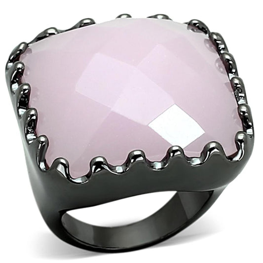 LOA887 - Ruthenium Brass Ring with Synthetic Synthetic Glass in Light Rose LuxuryLifeWay Online Store
