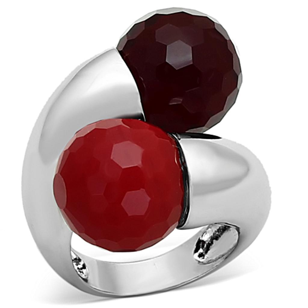 LOA903 - Rhodium Brass Ring with Synthetic Synthetic Glass in Multi Color LuxuryLifeWay Online Store