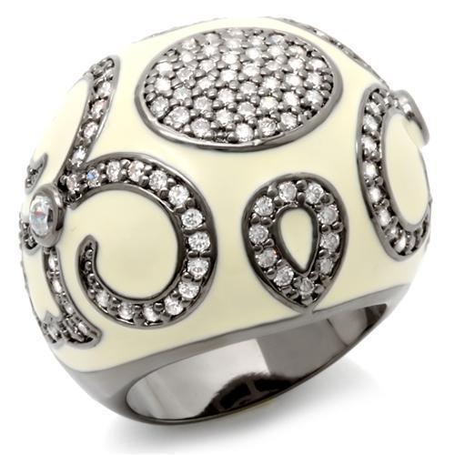 LOA939 - Ruthenium Brass Ring with AAA Grade CZ  in Clear LuxuryLifeWay Online Store