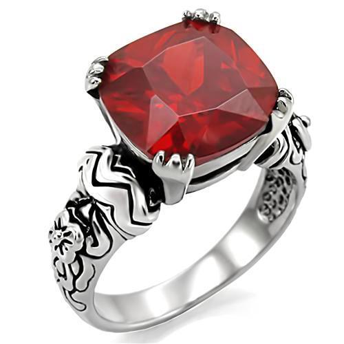 LOA959 - High polished (no plating) Stainless Steel Ring with AAA Grade CZ  in Siam LuxuryLifeWay Online Store