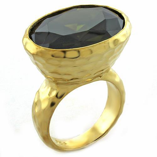 LOAS1011 - Gold 925 Sterling Silver Ring with AAA Grade CZ  in Peridot LuxuryLifeWay Online Store