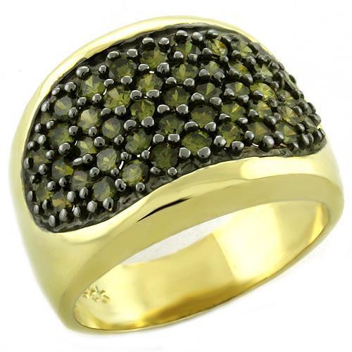 LOAS1042 - Gold 925 Sterling Silver Ring with AAA Grade CZ  in Peridot LuxuryLifeWay Online Store