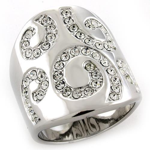 LOAS1074 - Rhodium 925 Sterling Silver Ring with Top Grade Crystal  in Clear LuxuryLifeWay Online Store