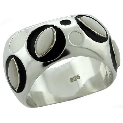 LOAS1085 - Rhodium 925 Sterling Silver Ring with Semi-Precious Opal in White LuxuryLifeWay Online Store