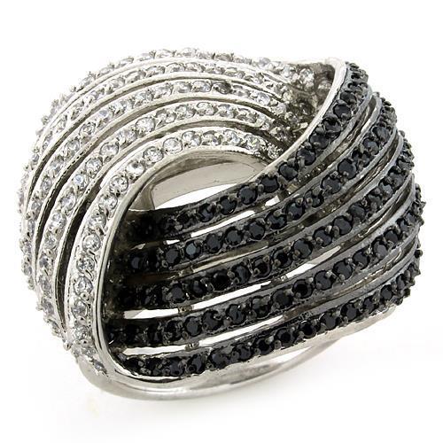 LOAS1097 - Rhodium + Ruthenium 925 Sterling Silver Ring with AAA Grade CZ  in Multi Color LuxuryLifeWay Online Store