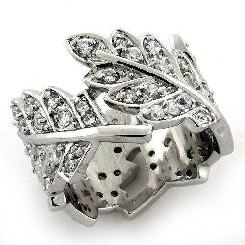LOAS1098 - Rhodium 925 Sterling Silver Ring with AAA Grade CZ  in Clear LuxuryLifeWay Online Store
