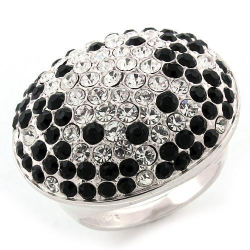 LOAS1160 - High-Polished 925 Sterling Silver Ring with Top Grade Crystal  in Multi Color LuxuryLifeWay Online Store