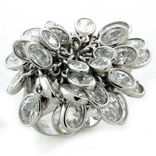 LOAS1168 - Rhodium 925 Sterling Silver Ring with AAA Grade CZ  in Clear LuxuryLifeWay Online Store