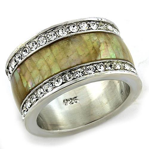LOAS1180 - Rhodium 925 Sterling Silver Ring with Precious Stone Conch in Multi Color LuxuryLifeWay Online Store