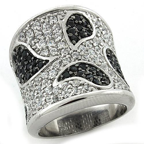 LOAS1182 - Reverse Two-Tone 925 Sterling Silver Ring with AAA Grade CZ  in Multi Color LuxuryLifeWay Online Store