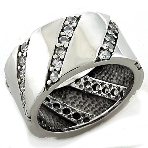 LOAS1192 - Rhodium 925 Sterling Silver Ring with AAA Grade CZ  in Clear LuxuryLifeWay Online Store