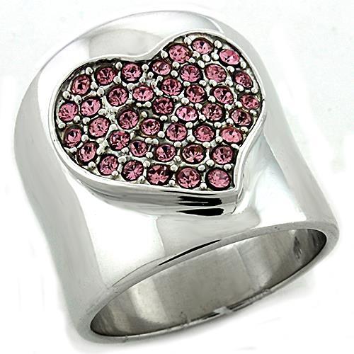 LOAS1196 - Rhodium 925 Sterling Silver Ring with Top Grade Crystal  in Rose LuxuryLifeWay Online Store