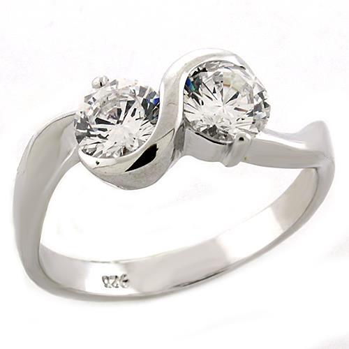 LOAS1210 - Rhodium 925 Sterling Silver Ring with AAA Grade CZ  in Clear LuxuryLifeWay Online Store