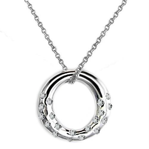 LOAS1319 - High polished (no plating) 925 Sterling Silver Chain Pendant with AAA Grade CZ  in Clear LuxuryLifeWay Online Store