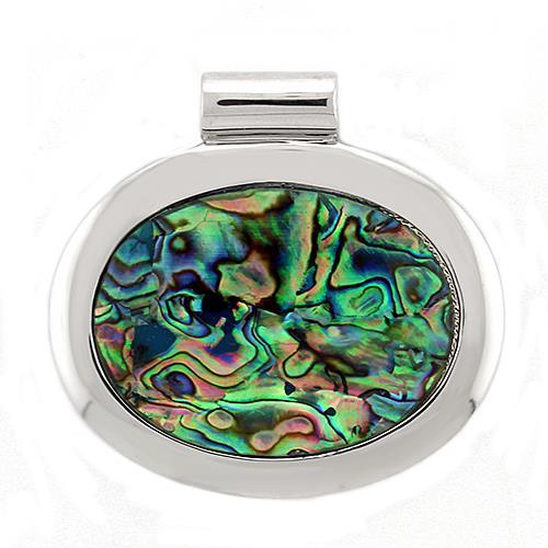 LOAS1323 - Rhodium Plated 925 Sterling Silver Pendant with Natural Conch in Rainbow color LuxuryLifeWay Online Store