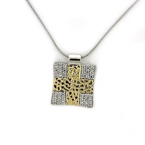 LOAS1331 - Gold+Rhodium 925 Sterling Silver Chain Pendant with AAA Grade CZ  in Clear LuxuryLifeWay Online Store