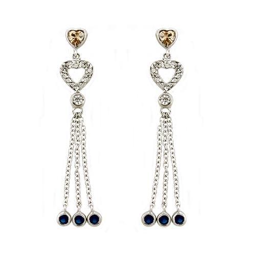 LOAS1337 - Rhodium 925 Sterling Silver Earrings with AAA Grade CZ  in Champagne LuxuryLifeWay Online Store