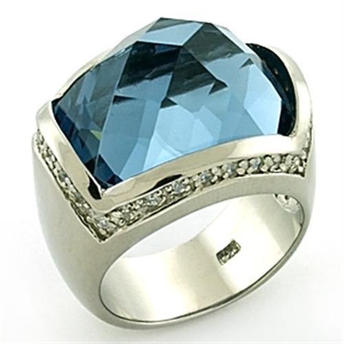 LOAS769 - Rhodium 925 Sterling Silver Ring with Semi-Precious Spinel in London Blue LuxuryLifeWay Online Store