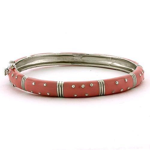 LOAS811 - Rhodium 925 Sterling Silver Bangle with Epoxy  in Rose LuxuryLifeWay Online Store