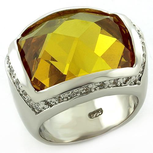 LOAS820 - Rhodium 925 Sterling Silver Ring with AAA Grade CZ  in Topaz LuxuryLifeWay Online Store