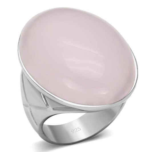 LOAS865 - Rhodium 925 Sterling Silver Ring with Precious Stone PINK CRYSTAL in Light Rose LuxuryLifeWay Online Store
