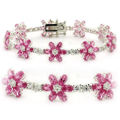 LOAS956 - High-Polished 925 Sterling Silver Bracelet with AAA Grade CZ  in Rose LuxuryLifeWay Online Store