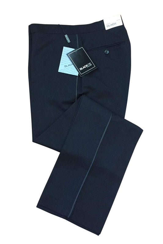 "Logan" Black Luxury Wool Blend Tuxedo Pants - Unhemmed LuxuryLifeWay Online Store