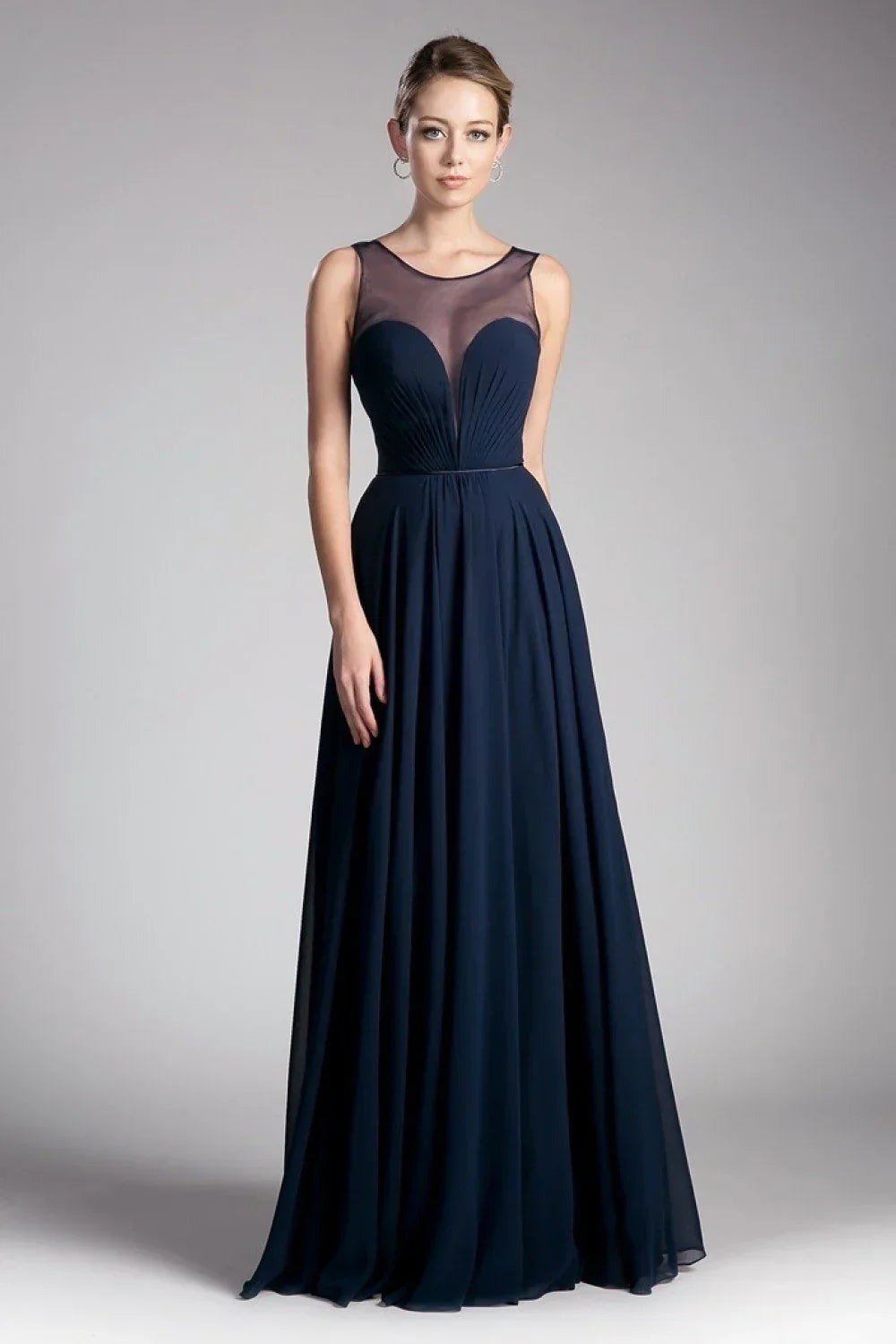 A-Line Chiffon Dress with Illusion Neckline LuxuryLifeWay Online Store