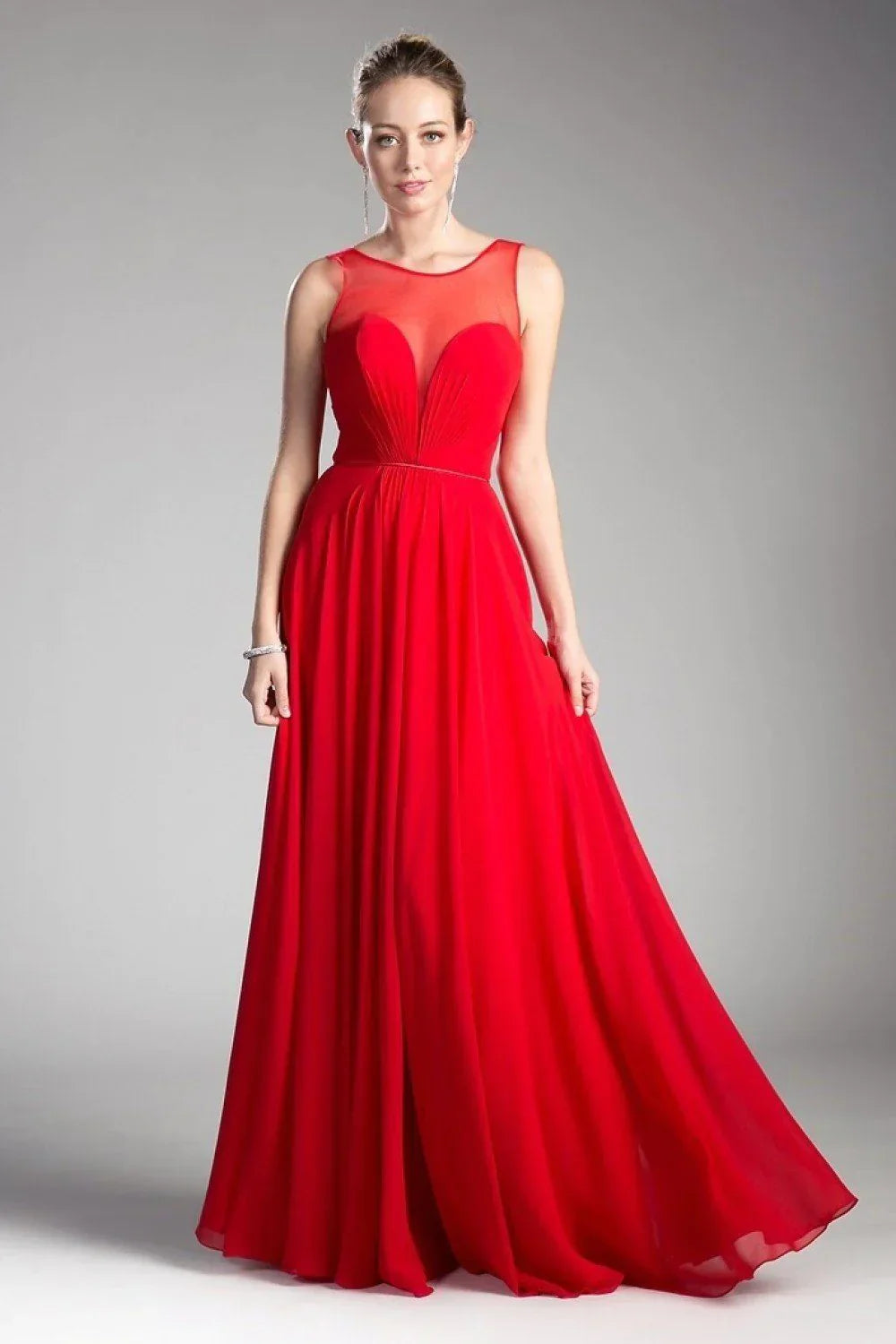 A-Line Chiffon Dress with Illusion Neckline LuxuryLifeWay Online Store