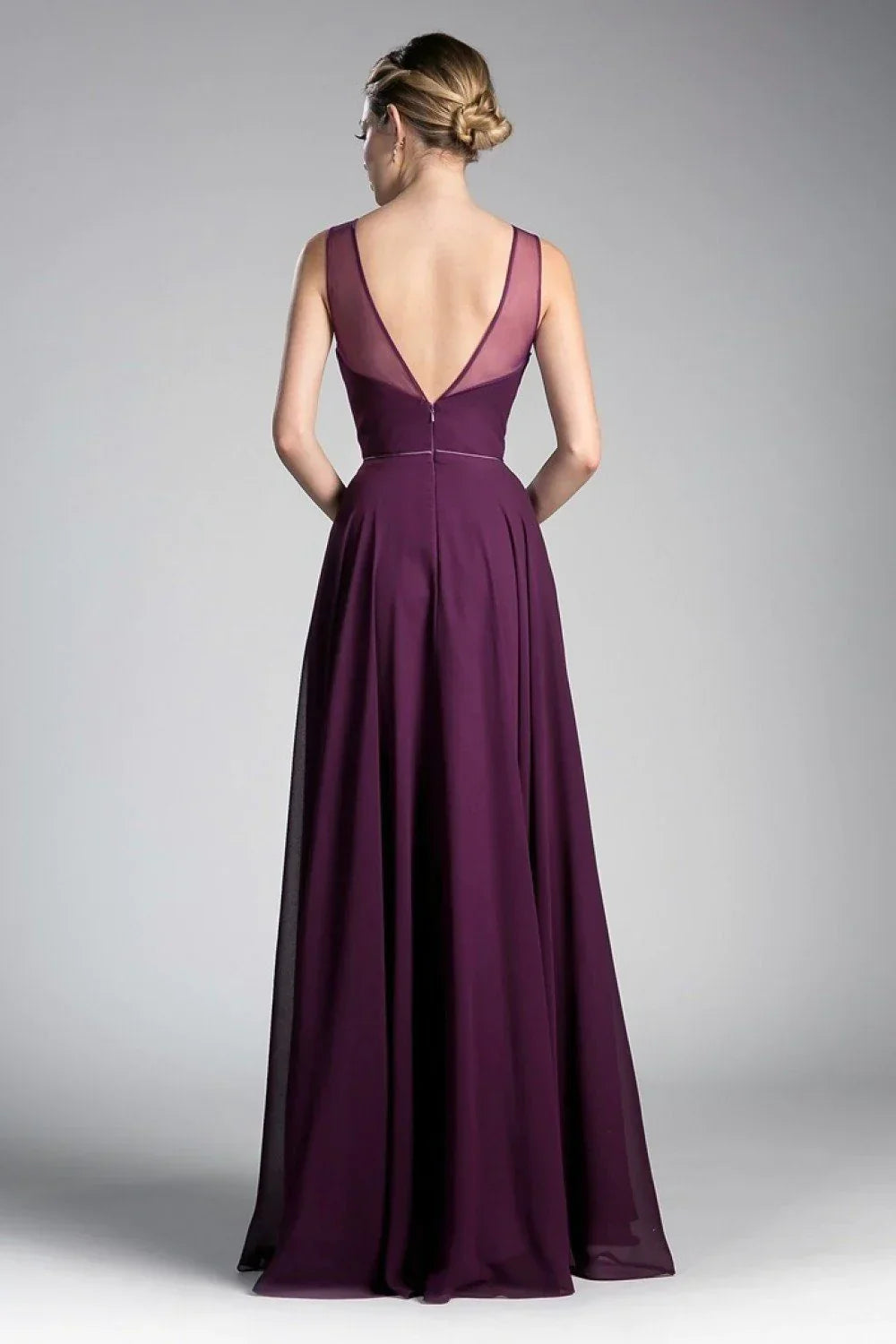 A-Line Chiffon Dress with Illusion Neckline LuxuryLifeWay Online Store