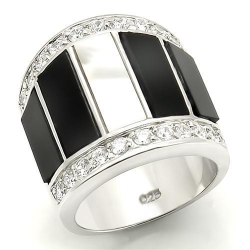 LOS154 - Rhodium 925 Sterling Silver Ring with Semi-Precious Agate in Multi Color LuxuryLifeWay Online Store