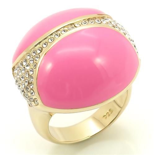 LOS170 - Gold 925 Sterling Silver Ring with Top Grade Crystal  in Clear LuxuryLifeWay Online Store