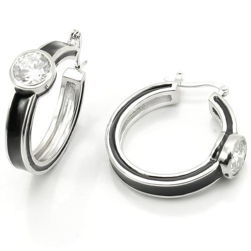 LOS173 - Rhodium 925 Sterling Silver Earrings with AAA Grade CZ  in Clear LuxuryLifeWay Online Store