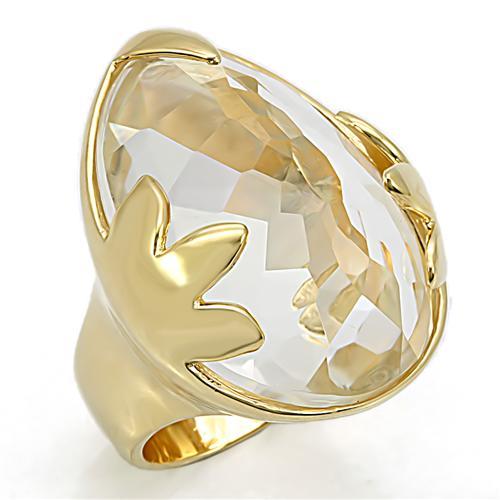 LOS206 - Gold 925 Sterling Silver Ring with Genuine Stone  in Clear LuxuryLifeWay Online Store